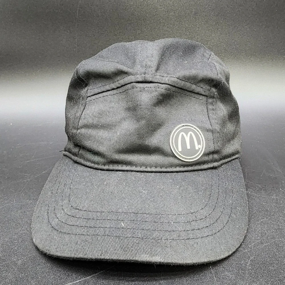 McDonalds OSFM Black 5 Panel Camp Hat Recycled Fabric‎ Employee Uniform Workwear